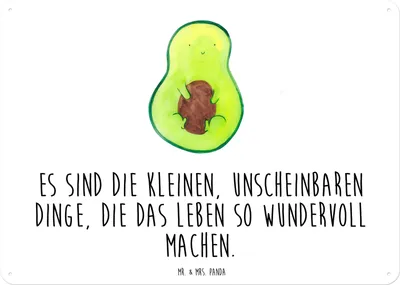 Produktbild von Mr. & Mrs. Panda Schild Avocado Kern DIN A3 - Weiß - Geschenk, Retro Blechschild, Baby, Spruch Leben, tafel, Pflanze, Wandbild, Frucht, wandtafel