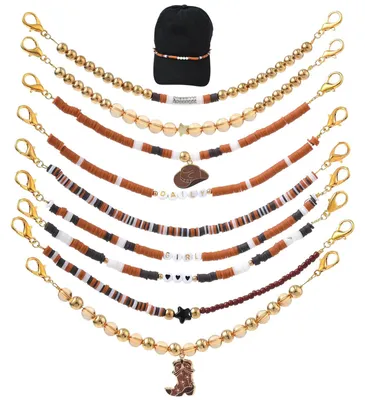 9-teiliges Hutketten-Set, Gold, Cowboy-Stil, Acryl