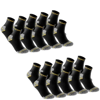 Produktbild von Arbeitssocken Kurz 10 oder 20 Paar WORK "kurze Arbeitssocken" Herren Kurzsocken mit Vollfrottee verstärkt 10202 - 20Paar Schwarz/Grau Meliert 39-42