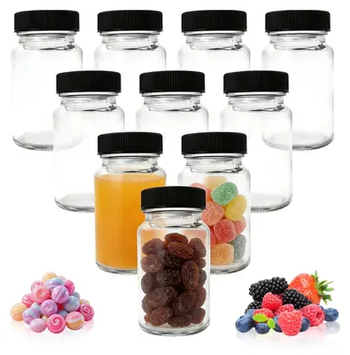 10er-Set Shotflaschen 60 ml, Glasflaschen mit Deckel, Mini-Shotgläser