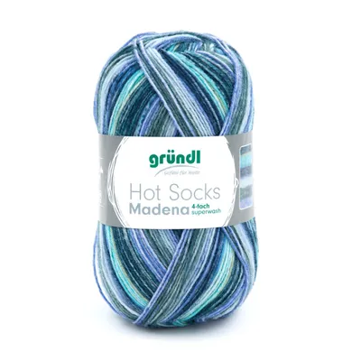 Produktbild von Gründl Hot Socks Madena,4-fach,Sockenwolle,75% Schurwolle/25% Polyamid, 08 baltic sea-mix