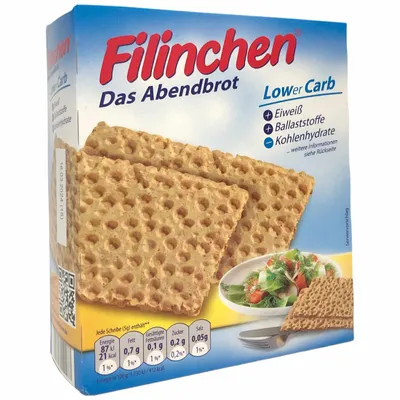 Produktbild von Filinchen das Abendbrot Low Carb Knusperbrot (100g Packung) + usy Block