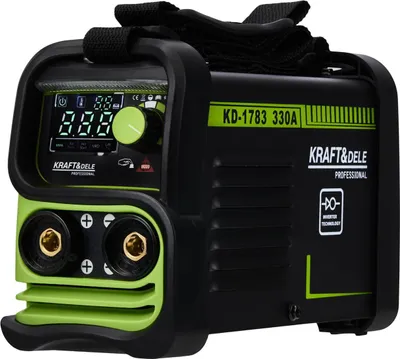 A black and green Kraft&Dele KD1783 330A inverter welding machine is shown against a white background.