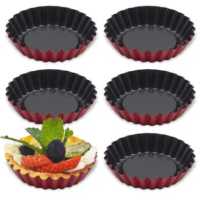 6 Tarteformen Ø 7 cm, antihaftbeschichtet, Stahl, wiederverwendbar