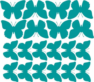 Image de Autocollants muraux papillons, grands autocollants, 20 pièces, turquoise mat