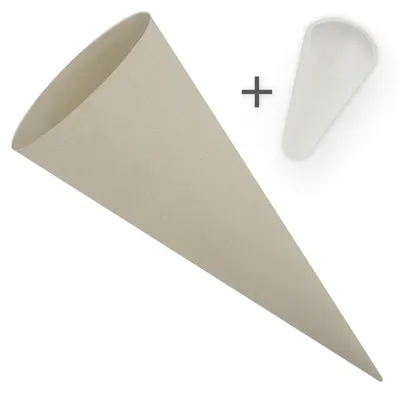 Produktbild von itenga Set Grau Bastelschultüte Rohling 70 cm rund + Schultüten Spitzenschutz