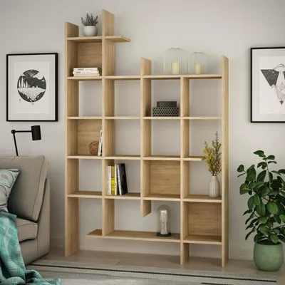 Productafbeelding van Achela - Boekenkast, 122x26x188h cm Bruin Eiken, 18 Planken