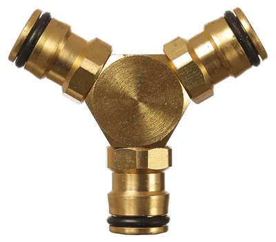 Produktbild von 3-Wege Wasseradapter - 3 Schnellkupplungen - Messing Y-Splitter
