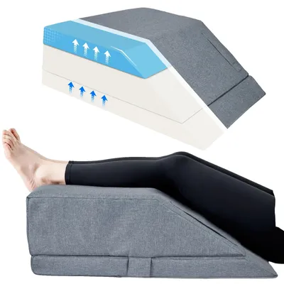 Image de Coussin de soutien lombaire, hauteur réglable, mousse à mémoire de forme rafraîchissante avec gel, couleur gris foncé