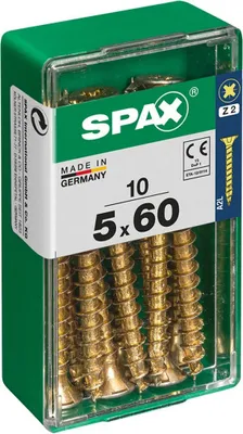 Image de Boîte de 10 pcs. Vis à bois spax tête plate yellox 5,0x60mm spax