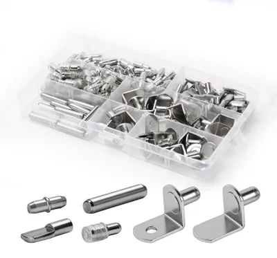 Image de Supports de fixation pour étagères, lot de 170 pièces. Supports en acier inoxydable, diamètre 5 mm ou 6 mm. Durables et résistants aux rayures