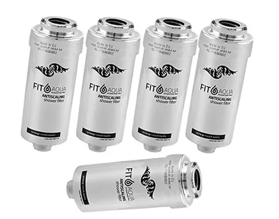 Produktbild von 5 x Duschfilter FitAqua Antiscaling Wasserfilter für Dusche gegen Chlor und Kalk Sonderpack