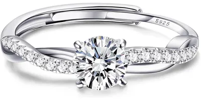 Produktbild von 925 Sterling Silber Ring Damen Verstellbar Gold/Silber Verlobungsring Ehering Schmuckgeschenk