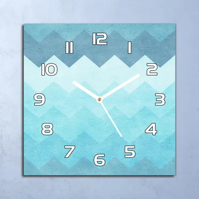 Produktbild von Deko Glasuhr Wanduhr 30x30 Wasser Zickzack Quarz Küchenuhr Bürouhr