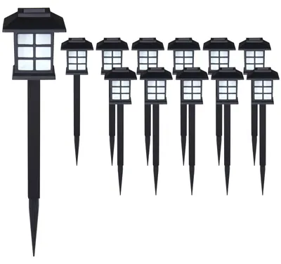 Produktbild von DEUBA® Solarlampe für Außen 12er Set LED Wetterfest IP44 Dämmerungssensor Erdspieß Solar Laterne Schwarz Garten Leuchte Außenleuchte Balkon Deko