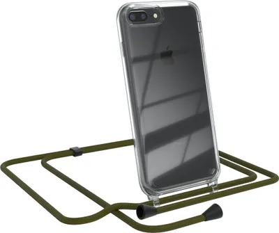 Produktbild von EAZY CASE Handykette kompatibel mit Apple iPhone 8 Plus / 7 Plus, Handyhülle mit Umhängeband, Handykordel, Schutzhülle Clear, Band in Grün