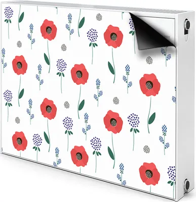 Produktbild von Magnet Heizung Verkleidung Abdeckung Heizung Heizkörperabdeckung 110x60 cm  - Rot, Feld, Mohnblumen