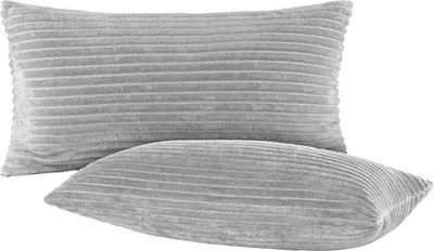 Produktbild von Famanu Set von 2 ribflorigen Lendenkissenbezügen - 40 x 80 cm grau