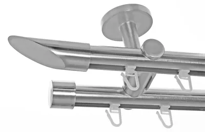 Produktbild von Innenlauf Gardinenstange Edelstahl Look 20mm Deckenbefestigung, 2-läufig Schräge, Länge wählbar D40 E32E30