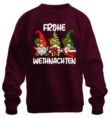 Produktbild von Frohe Weihnachten Wichtel Elf Gnome Zwerge - Weihnachten Sweatshirt Pullover, Burgundy, S