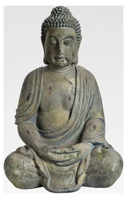 Produktbild von Antiker Buddha 70 cm steingrau Garten Deko Figur Skulptur Feng Shui Meditation