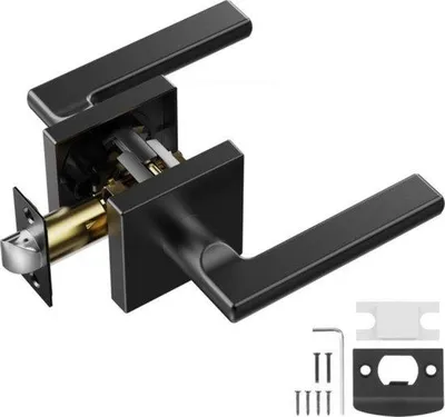Produktbild von Schwarze Türgriffset, 35-45mm, verstellbar, ohne Schlossfunktion