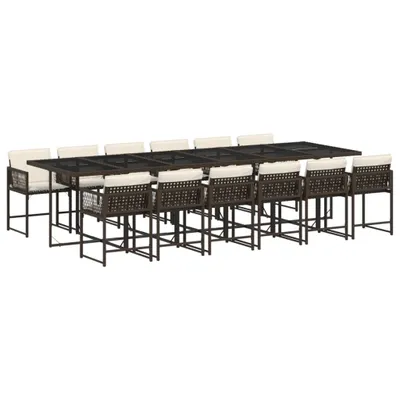 Produktbild von vidaXL 13-tlg. Garten-Essgruppe mit Kissen Braun Poly Rattan
