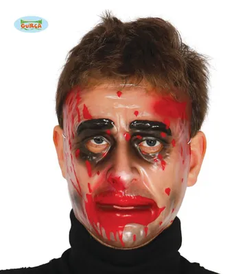 Produktbild von transparente Halloween Maske mit Blut für Herren