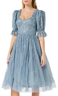 Produktbild von Maya Deluxe Damen Women's Dress for Women Midi Sequin Embellished Frilly Sweethe
