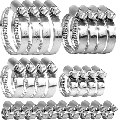 Produktbild von 20 Stück Schlauchschellen Set, Schlauchschellen, Schlauchklemme Set für Waschmaschine Gartenschlauch Pool Rohrschellen Schlauchschellen Sortiment, 8-12mm 10-16mm 16-25mm 25-40mm 32-50mm