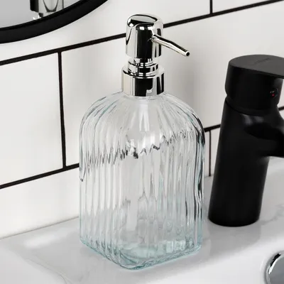 Image de Distributeur de savon liquide ou gel pour salle de bain et cuisine, récipient en verre 550 ml