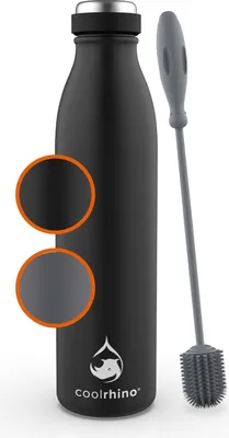 Produktbild von Edelstahl-Trinkflasche 500 ml, 1 l, geeignet für kohlensäurehaltige Getränke, mit Reinigungsbürste, BPA-frei, auslaufsicher, Thermosflasche und Teekanne für Uni, Schule, Fitness, Outdoor, Camping