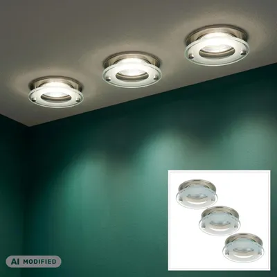 Produktbild von LED Einbauleuchten Downlight Attach, Nickelmatt, Bohrloch 6,8 cm, 3x4W, 3000K, Glas – Briloner