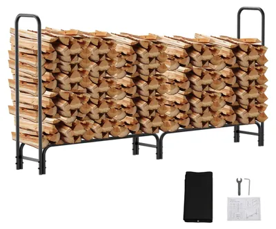 Produktbild von Vigevee Kaminholzregal 300kg Kaminholzständer 244*34.5*124cm Brennholzregal Metall Feuerholzständer