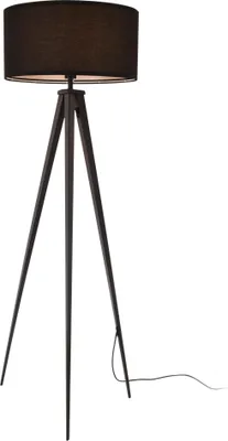 Produktbild von Stehleuchte Faro 153cm Stehlampe 1xE27 Standleuchte 3-Fuß-Leuchte Stand Lampe max. 60W Metall Stoffschirm Schwarz