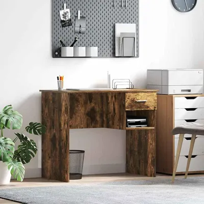 Image de Bureau exclusif - Bois fumé, 90 x 49 x 75 cm, fabriqué en panneaux de particules