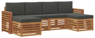 Productafbeelding van vidaXL Tuinset met 6 zitplaatsen, natuurlijke en antraciet kleur