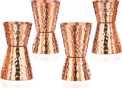 Produktbild von 4x Jigger 4 cl 6cl Barmaß Doppelmessbecher aus 100% reinem Kupfer - Perfekt für Cocktails den Moscow Mule mit 40 ml und 60 ml Fassungsvermögen 14243