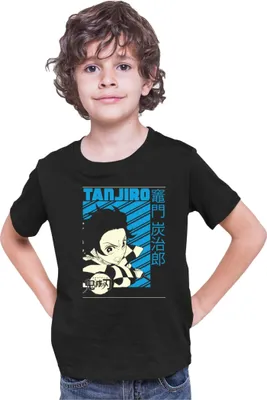 Obrázek produktu pro Dětské Triko Demon Anime Slayer Kimetsu No Yaiba Tanjiro Kamado 19, 9-11 Jahr - 140 / Černá