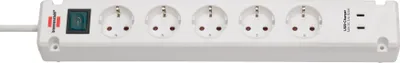 Immagine prodotto di BRENNENSTUHL 1150660425 Ciabatta elettrica Bremounta+interruttore, 5 vie + USB-C, bianco