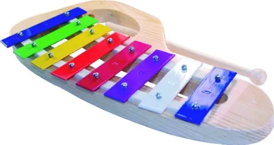 Produktbild von BestSaller 1070 Metallophon gebogen mit 8 Klangstäben & Holz-Schlagstab, bunt