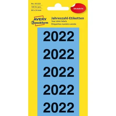 Produktbild von AVERY Zweckform Inhaltsschilder "2022" 60 x 26 mm blau 100 Stück