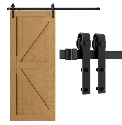 Image de Système de portes coulissantes - Rail de guidage pour portes en bois - Noir