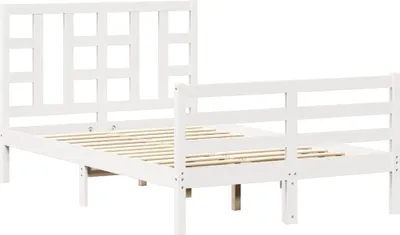 Produktbild von vidaXL Massivholzbett mit Kopfteil Weiß 120x200 cm