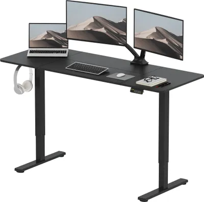 Produktbild von SANODESK Elektrischer Höhenverstellbarer Schreibtisch 160 x 60 cm, Ergonomischer Tischplatte, Steh-Sitz Tisch Computertisch, einfache Montage(schwarz)