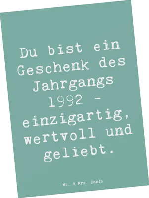 Produktbild von Mr. & Mrs. Panda Postkarte Spruch 1992 Geburtstag Geschenk - Meeresbrise - Glückwunsch, bildkarte, Geschenkideen, Ansichtskarten, geliebt und geschätzt, Ansichtskarte