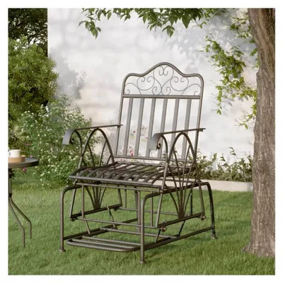 Produktbild von Schaukelstuhl 61 cm Schwarz Stahl Gartenmöbel für Balkon und Terrasse