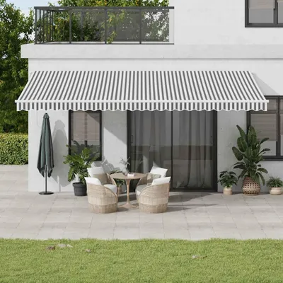 Image de Store rétractable automatique Anthracite et blanc 600x300 cm