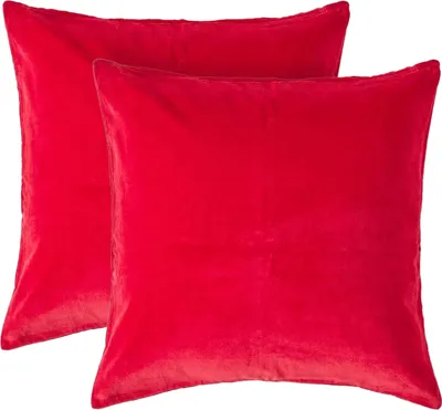 Image de HOMESCAPES Lot de 2 housses de coussin en velours rouge, 40 x 40 cm