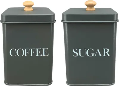 Zdjęcie produktu dla Exner | Zestaw pojemników kuchennych - 0,95 l - Metal z drewnianym uchwytem - Stylowe przechowywanie - Pojemnik na kawę